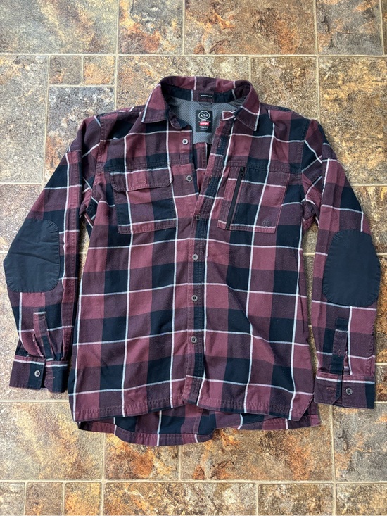 Wrangler Other - Wrangler Maroon and Black Plaid Button-Down Shirt with Elbow Patches